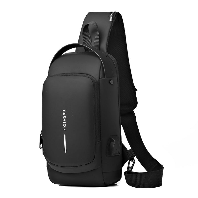 New Chest Bag Men&#039;s Motorcycle Bag USB Charging Backpack One-shoulder Commuter Small Backpack Anti-splashing Password Lock Backpack